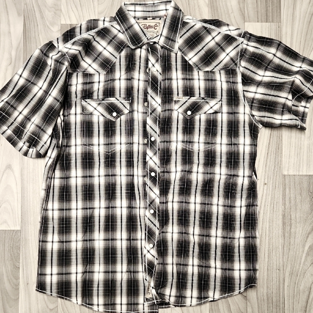 Rafter C Men's Black Short Sleeve Western Button Down Shirt